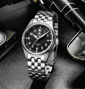 Relogio Masculino Prata Preto Automatico ADDIESDIVE Flieger 6