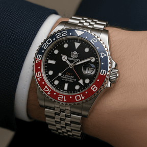 Relogio Masculino Prata Preto Mecanico STEELDIVE NH34 GMT 2