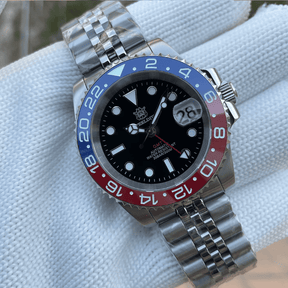 Relogio Masculino Prata Preto Mecanico STEELDIVE NH34 GMT 3