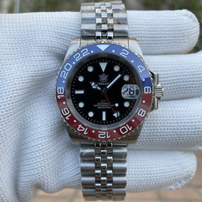 Relogio Masculino Prata Preto Mecanico STEELDIVE NH34 GMT 4