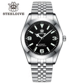 Relogio Masculino Prata Preto Mecanico STEELDIVE Retro King 1