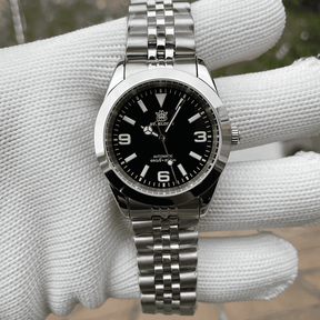 Relogio Masculino Prata Preto Mecanico STEELDIVE Retro King 3