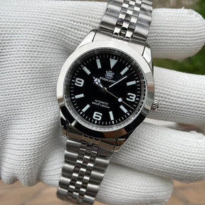 Relogio Masculino Prata Preto Mecanico STEELDIVE Retro King 4