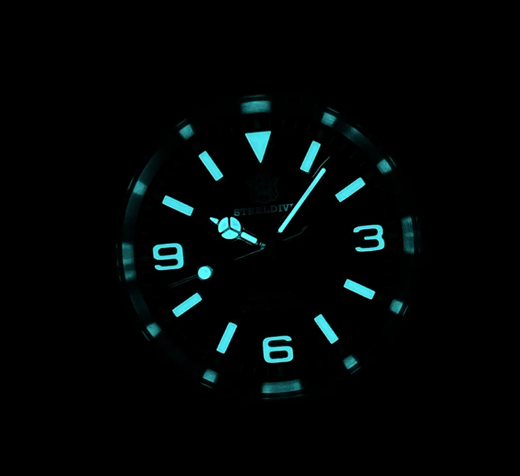 Relogio Masculino Prata Preto Mecanico STEELDIVE Retro King 6