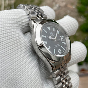 Relogio Masculino Prata Preto Mecanico STEELDIVE Retro King 7