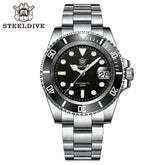 Relogio Masculino Prata Preto Mecanico STEELDIVE Submariner 1