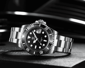 Relogio Masculino Prata Preto Mecanico STEELDIVE Submariner 4
