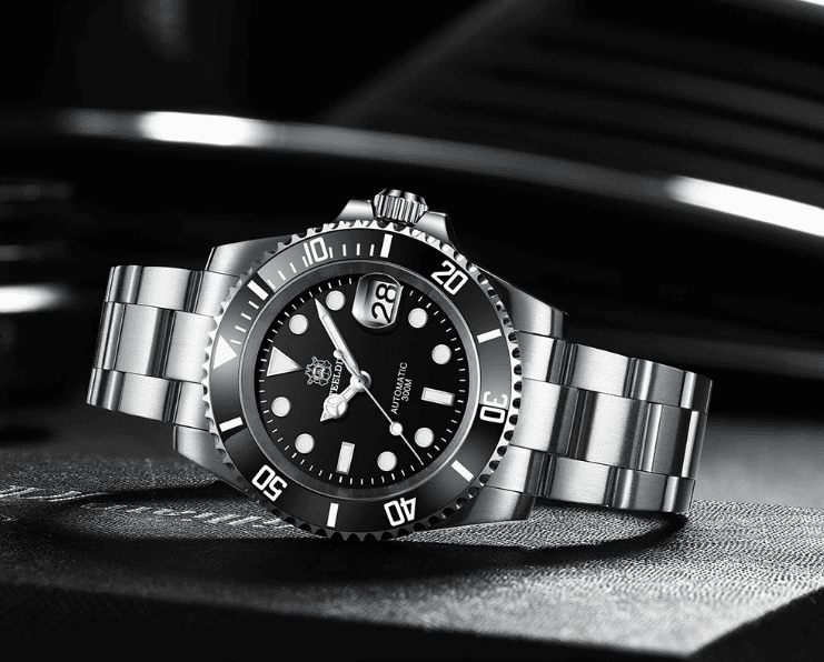 Relogio Masculino Prata Preto Mecanico STEELDIVE Submariner 4