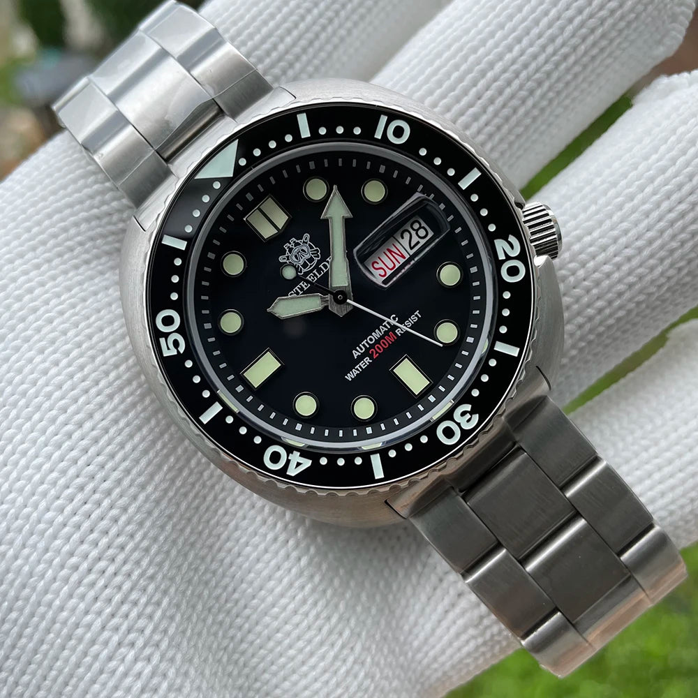 Relogio Masculino Prata Preto Mecanico STEELDIVE Turtle V2 3
