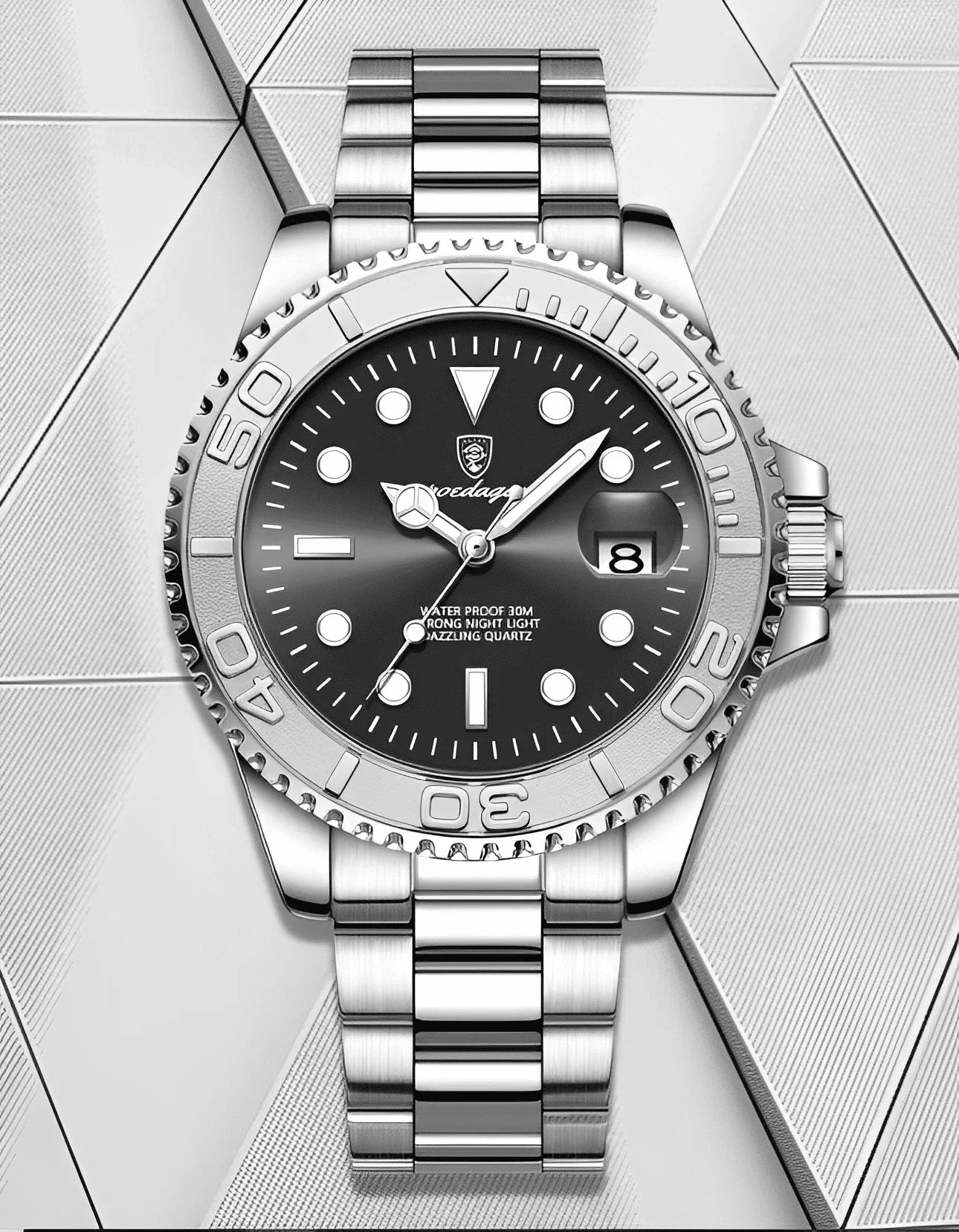 Relogio Masculino Prata Preto Quartz 680 3