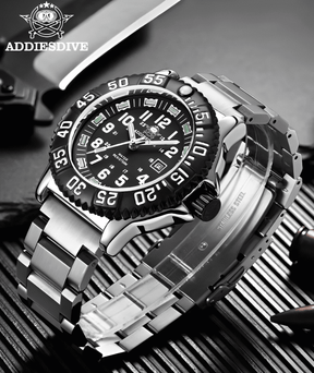 Relogio Masculino Prata Preto Quartzo ADDIESDIVE Navy Seal 5