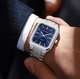 Relogio Masculino Prata Quadrado Azul Quartzo 8457 2