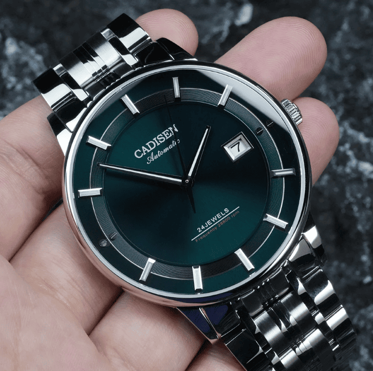 Relogio Masculino Prata Verde Automatico C8175 3
