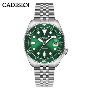 Relogio Masculino Prata Verde Automatico CADISEN C8220 1
