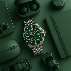 Relogio Masculino Prata Verde Automatico CADISEN C8220 4