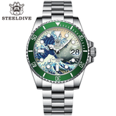Relogio Masculino Prata Verde Automotico STEELDIVE SD1953J 1