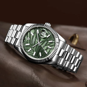 Relogio Masculino Prata Verde Mecanico CADISEN C8185MRRL 4