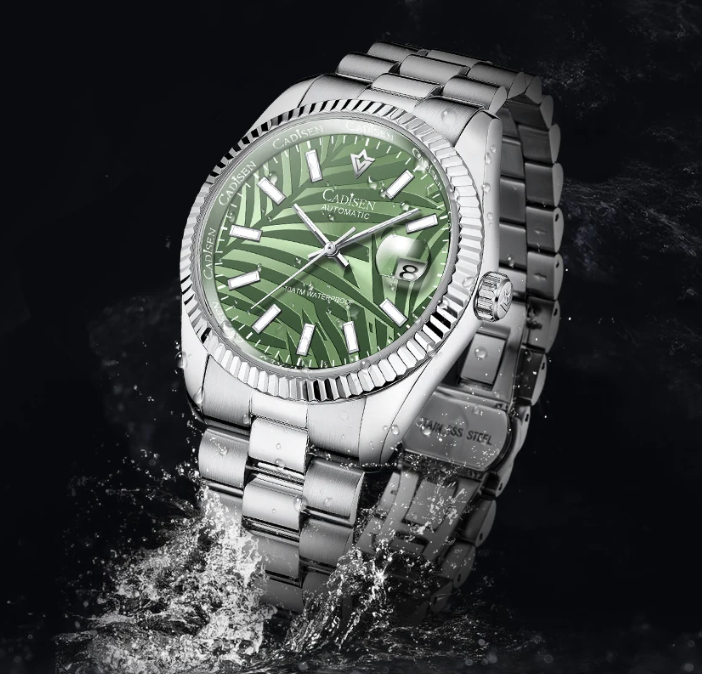 Relogio Masculino Prata Verde Mecanico CADISEN C8185MRRL 6