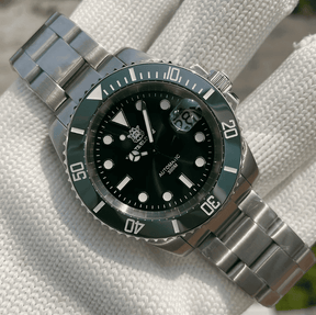 Relogio Masculino Prata Verde Mecanico STEELDIVE Submariner 3