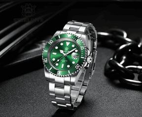 Relogio Masculino Prata Verde Mecanico STEELDIVE Submariner 4