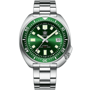 Relogio Masculino Prata Verde Mecanico STEELDIVE Turtle V2 1