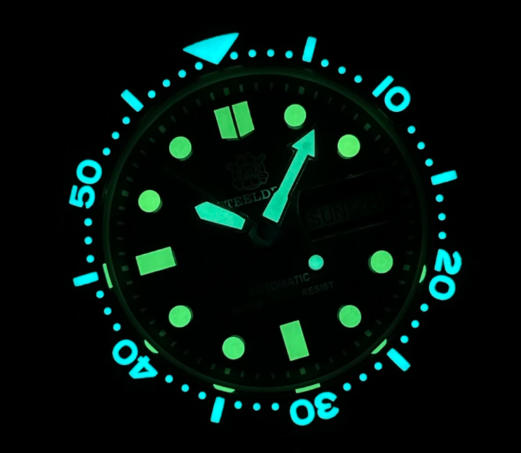 Relogio Masculino Prata Verde Mecanico STEELDIVE Turtle V2 8