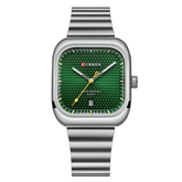 Relogio Masculino Prata Verde Quartzo 8460 