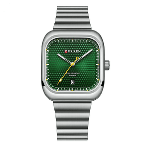 Relogio Masculino Prata Verde Quartzo 8460 