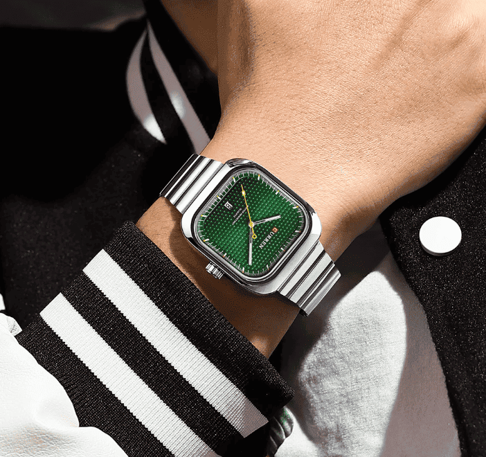 Relogio Masculino Prata Verde Quartzo 8460 2