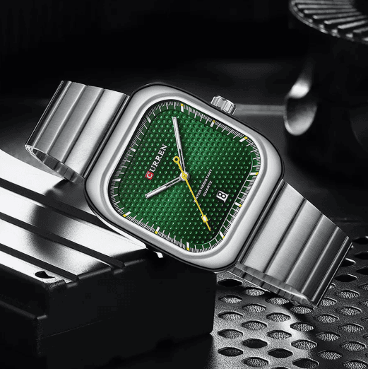 Relogio Masculino Prata Verde Quartzo 8460 4