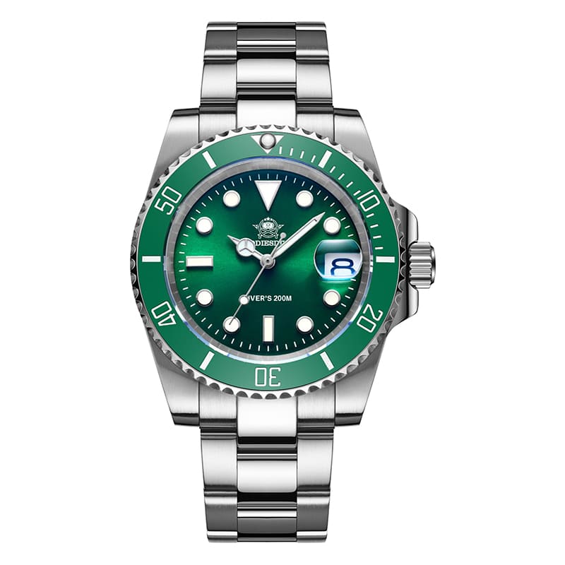 Relogio Masculino Prata Verde Quartzo ADDIESDIVE Submariner 1