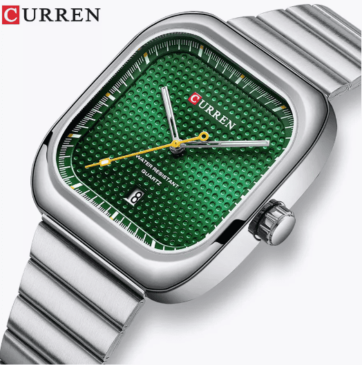 Relogio Masculino Prata Verde Quartzo CURREN 8460 5