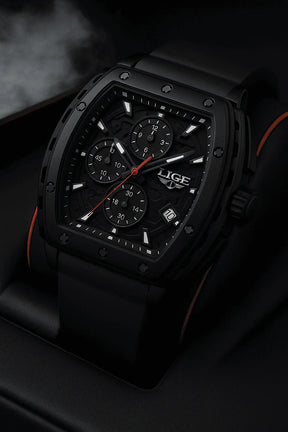 Relogio Masculino Preto Cronografo LIGE Tonneau 3