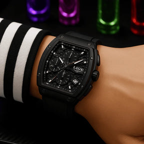 Relogio Masculino Preto Cronografo Tonneau 2