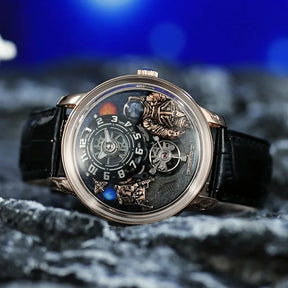 Relogio Masculino Preto Dourado Mecanico PINDU Moon Phase 7