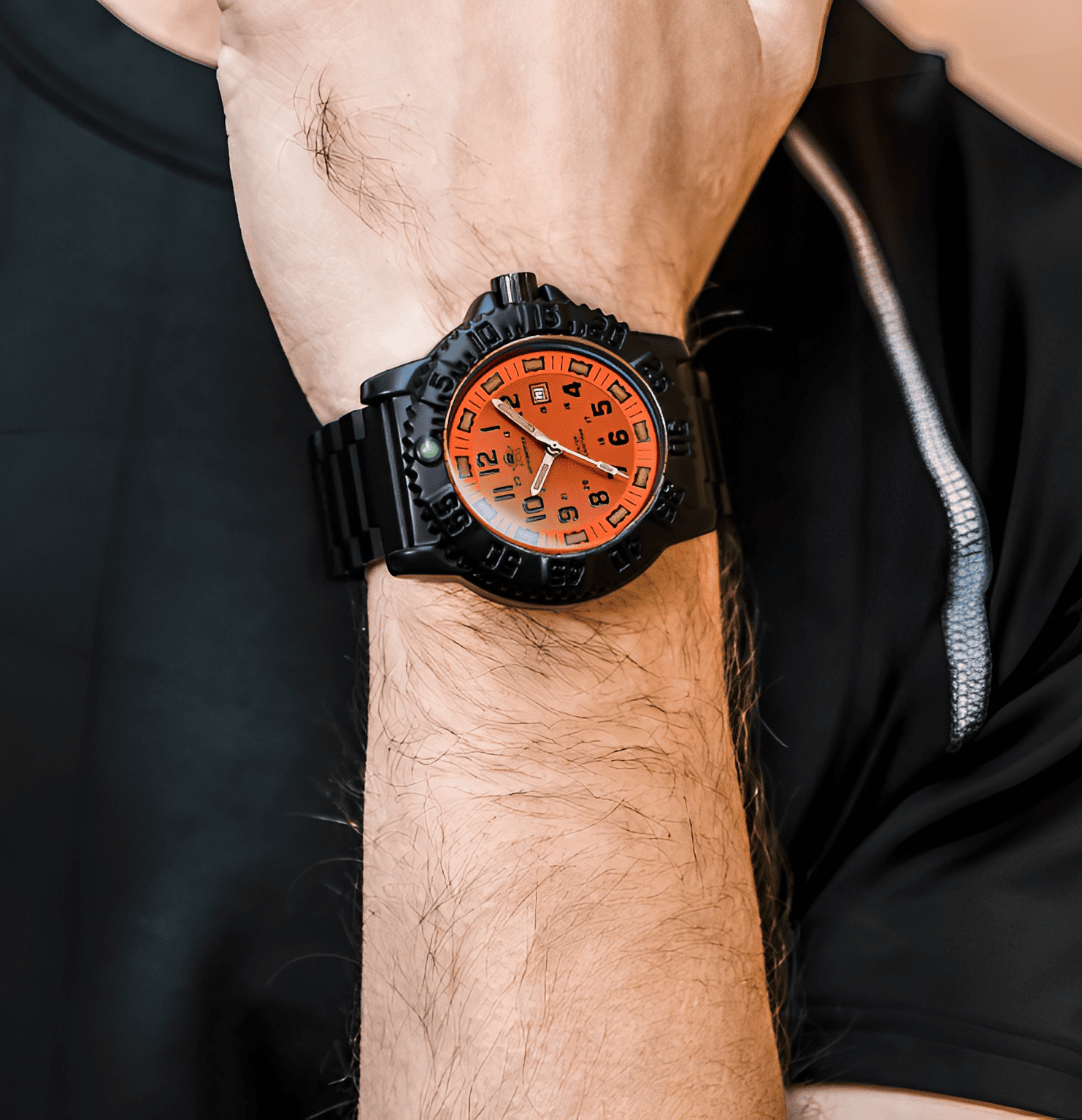 Relogio Masculino Preto Laranja Quartzo ADDIESDIVE Navy Seal 2