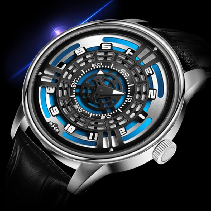 Relogio Masculino Preto Prata Mecanico PINDU Engine Concept 1