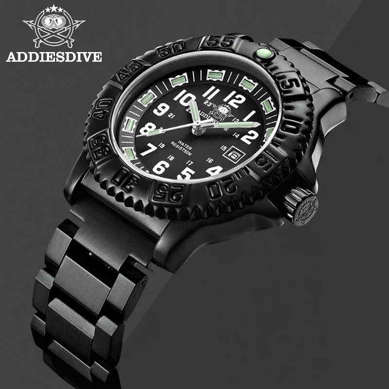 Relogio Masculino Preto Quartzo ADDIESDIVE Navy Seal 3