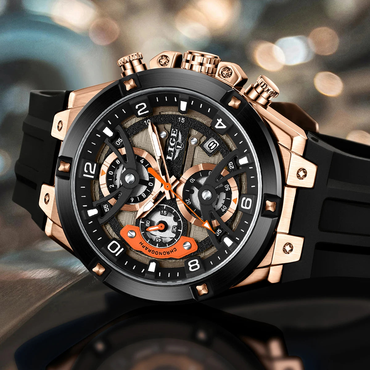 Relogio Masculino Preto Quartzo LIGE 89148 4