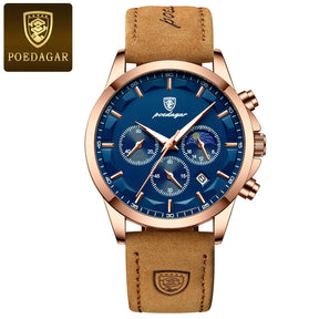 Relogio Masculino Pulseira de Couro Azul Quartz POEDAGAR 988 1