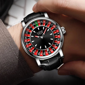 Relogio Masculino Pulseira de Couro Prata Quartz LIGE Casino 2