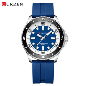 Relogio Masculino com Pulseira de Couro Azul Quartzo CURREN 1
