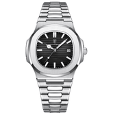 Relogio_Masculino_de_Luxo_Poedagar_Quartz_Deluxe_Preto_Vidro_Hardlex_Pulseira_Aco_Inox 2