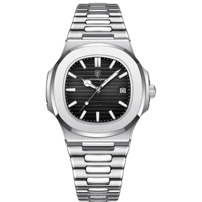 Relogio_Masculino_de_Luxo_Poedagar_Quartz_Deluxe_Preto_Vidro_Hardlex_Pulseira_Aco_Inox 2