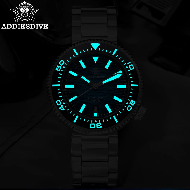 Relógio Mecânico ADDIESDIVE Meteorite Blue 1000m 6