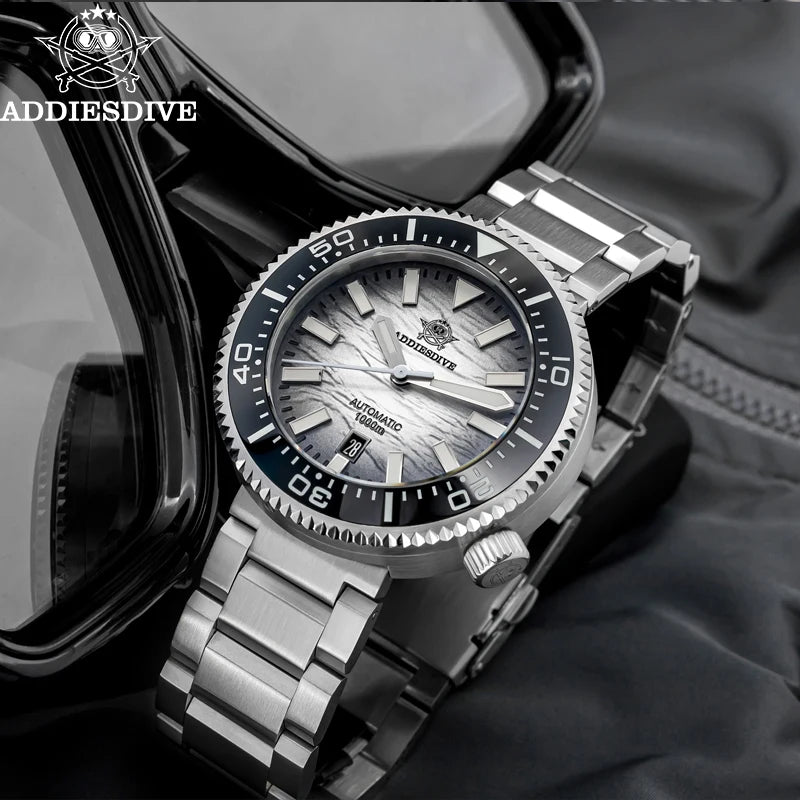 Relogio Mecanico ADDIESDIVE Meteorite Branco 1000m 5