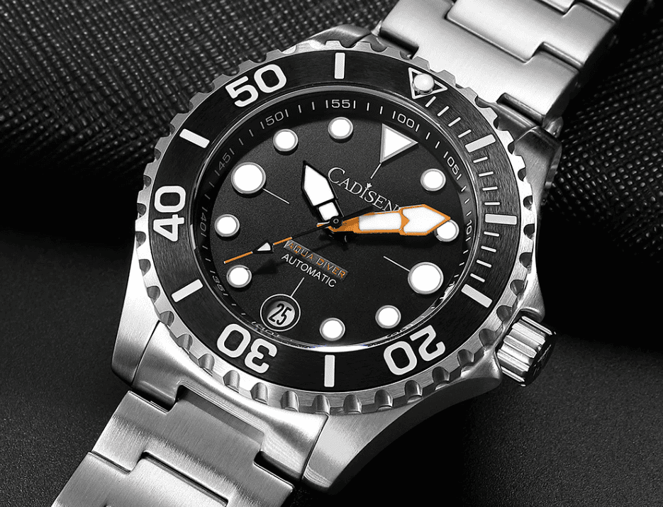 Relogio Mecanico CADISEN Aqua Diver Black 3