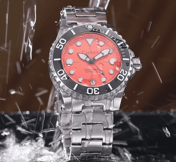 Relogio Mecanico CADISEN Aqua Diver Orange 4