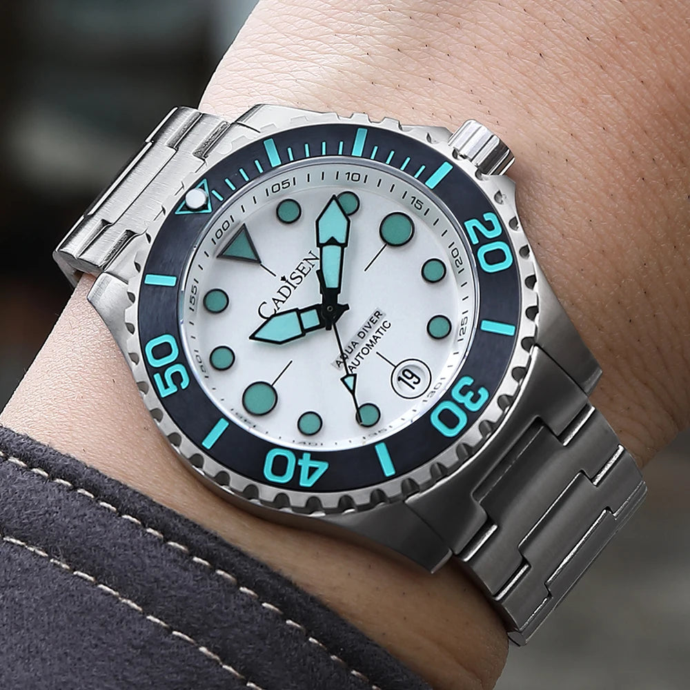 Relogio Mecanico CADISEN Aqua Diver White 2