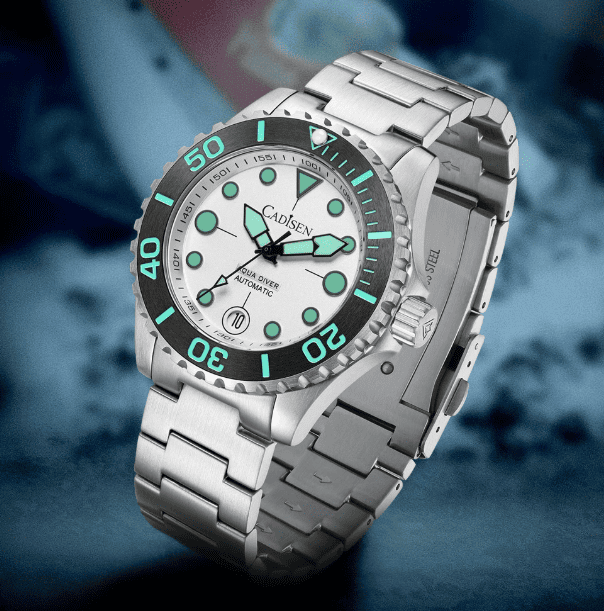Relogio Mecanico CADISEN Aqua Diver White 3